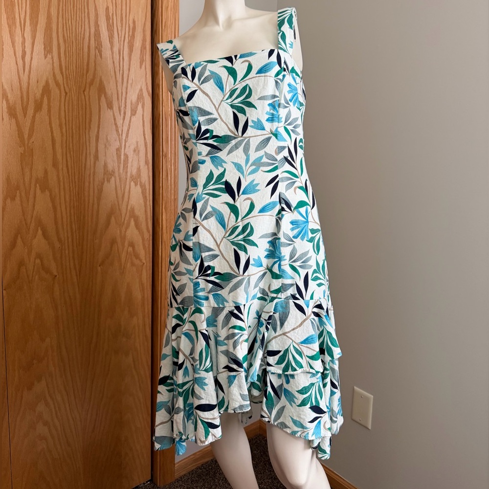 Alexia Admor Leaf Print High Low Dress - Teal/Blue/Green/Black/Gray